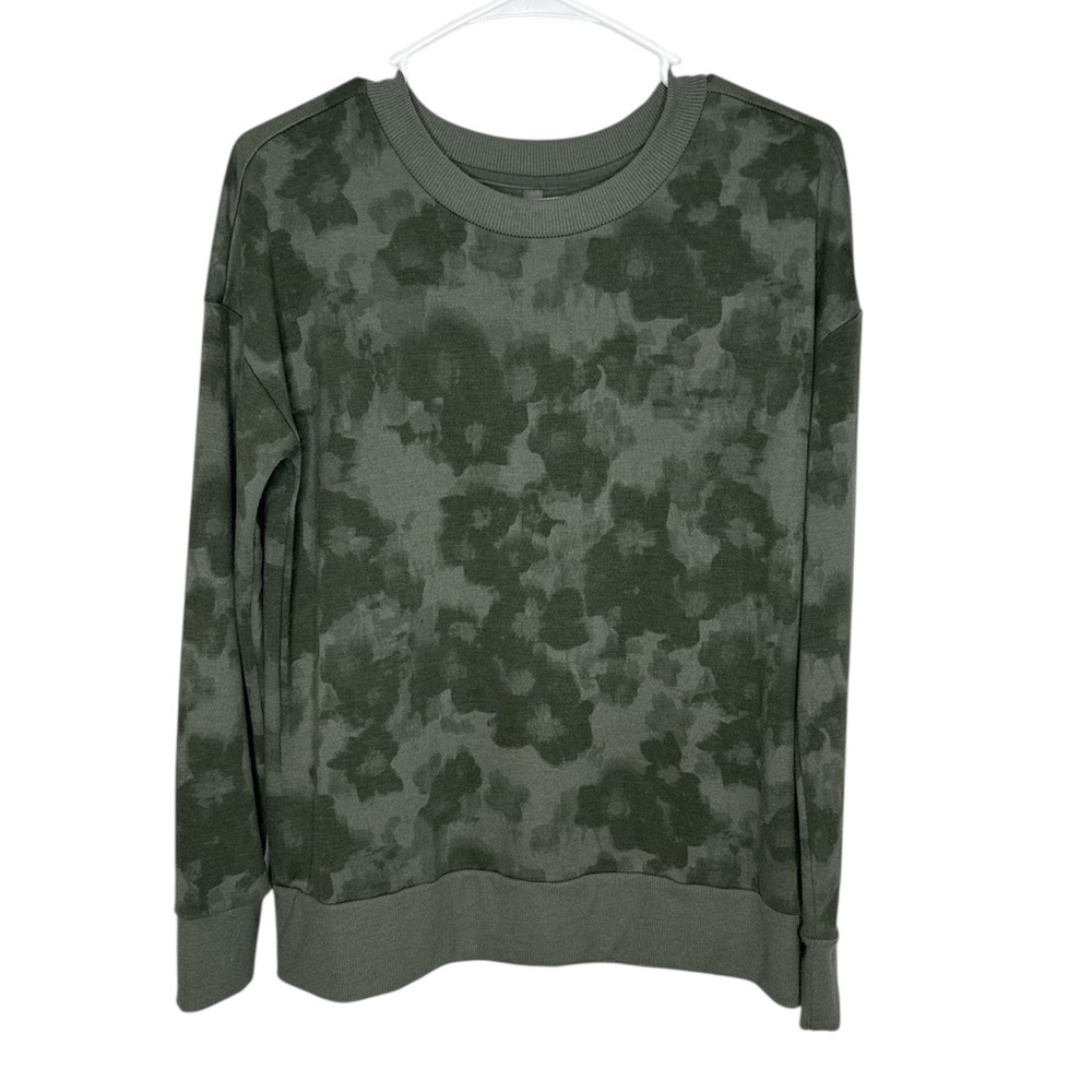 Mondetta Women's Green Active Printed Crewneck Long Sleeve Top Size Small